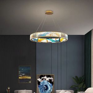 Émail Nouveaux lustres en cristal hôtel salon hôtel anneau de luxe suspensions pour cuisine - Product Image 1