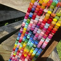 Collier bohème en jade teinté 5x8mm, perles rondelles aux couleurs tropicales, avec fermoir marin, idéal pour les vacances d'été à la plage