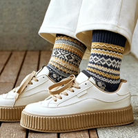 Chaussettes personnalisées avec logo, style vintage Fair Isle, en laine chaude, anti-humidité, anti-odeur, pour temps froid, usage quotidien, travail, streetwear, certifiées CE, OEM