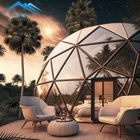 Nouvelle conception 2026 – Tente dôme géodésique en verre avec structure en aluminium de 6M, 7M, 8M pour complexe de glamping