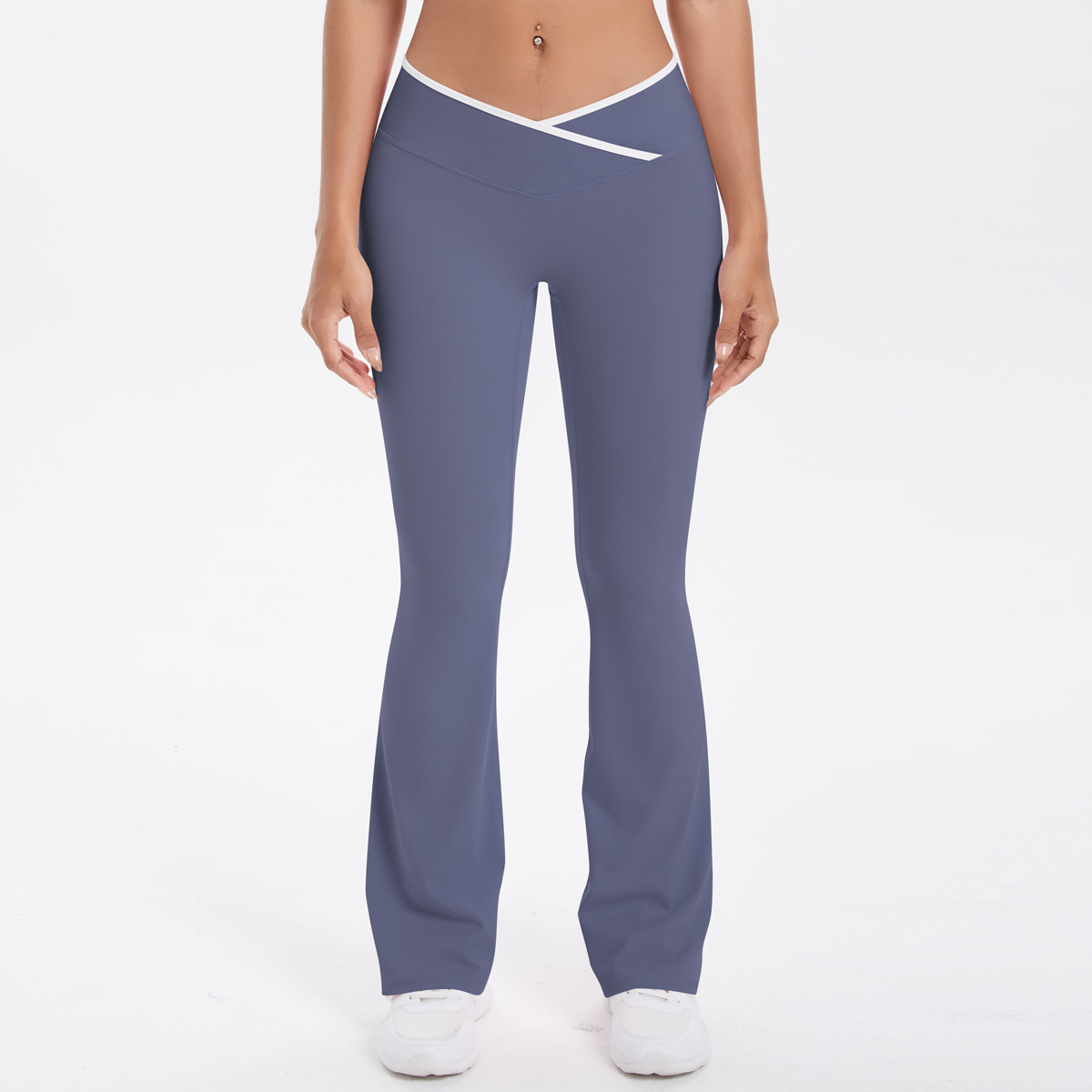 pantalon large bleu-gris