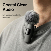 Microphone sans fil portable K9 à double micro avec réduction de bruit, mini microphone K9 anti-vent pour diffusion en direct en extérieur