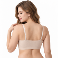 Soutien-gorge sans fil côtelé en nylon, sans couture, à bretelles élastiques réglables, avec bord ondulé, pour usage quotidien – Vente en gros usine