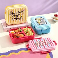 Boîte à lunch portable en PP de 1080 ml, plusieurs compartiments, design anti-fuite, avec cuillère et fourchette pour la préparation quotidienne des repas