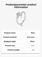 Tout nouveau Rose fleurs bague haute qualité 925 bague en argent Sterling Simple Center Zircon anneaux pour les femmes cadeau de fête
