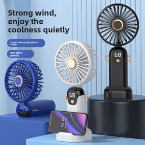 Cross-border Digital Display <b>Handheld</b> Mini <b>Fan</b> Silent Gift Foldable Neck-Hanging USB Portable Plastic <b>Fan</b> Wholesale - Product Image 2