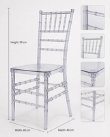 Chaise Chiavari PC en polycarbonate transparent empilable, design moderne, pour extérieur et salon, vente en gros, commande en gros pour fêtes et mariages