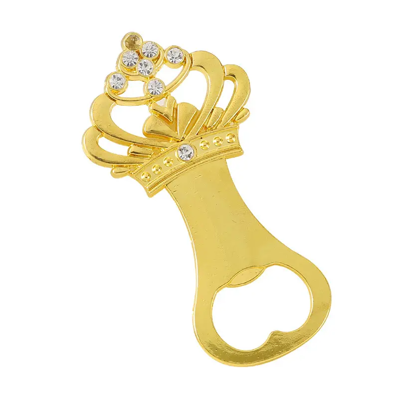 Produttore Logo Laser personalizzato Design corona d'oro apribottiglie per vino e birra regalo di nozze con confezione