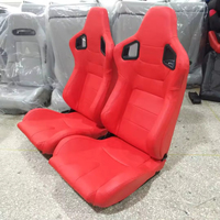 Siège de course adaptable pour voiture avec double rail coulissant réglable, en PVC rouge, éponge et daim, ajustement standard