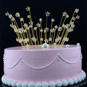 Décoration de gâteau Princesse Fille Garçon, Couronne Tiara Dorée, Couronne de Princesse <span class=keywords><strong>en</strong></span> Gypsophile pour Anniversaire, <span class=keywords><strong>Cadeau</strong></span> et Décoration - Product Image 2