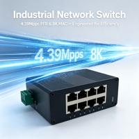 Switch Industrial Gigabit No Administrado, 8 Puertos RJ45, Tipo Riel DIN, Entrada de CC Amplia, Protección Contra Inversión de Polaridad, Automatización Industrial