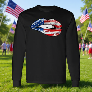 T-shirt a maniche lunghe con bandiera americana, design patriottico per il Giorno dell'Indipendenza - Product Image 3