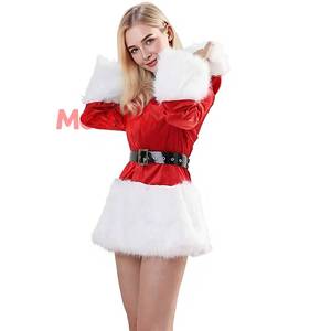 Nouvelle robe de Noël rouge sexy pour femmes, style européen et américain, avec ceinture, costumes de personnages de films et de séries télévisées - Product Image 5