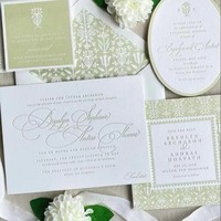 Suite d'invitations de mariage personnalisées style ferme américaine, avec texture gaufrée à sec, carte d'invitation de mariage de luxe artisanale