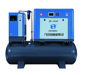 Réservoir de Compresseur d'air de Montagne Jufeng 10HP Combiné Industriel ScrewAir Compresseur avec 150L Réservoir D'air et Sécheur JF-10AT OEM