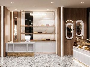Modern Bespoke Coffeehouse Interior Design Service Luxury Bakery Store Shopfitting and Stainless Steel Bar Counter - Product Image 3