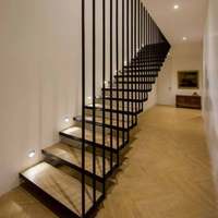 Australie flottant escalier en bois noir garde-corps en verre
