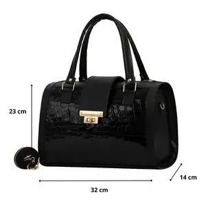 Bolso Fana Julia de Mujer Estilo Cocodrilo Negro 5 Bolsas de Plástico con Estilo - Product Image 4