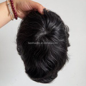 Fábrica Mayorista China: Sistema de Reemplazo Capilar Completo de Encaje para Hombre, Cabello Humano Natural Q6 Negro con Canas, Personalizado - Product Image 2