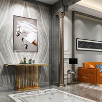 Table console moderne de luxe Puruo avec plateau en pierre frittée et cadre doré, tables d'entrée pour villa, salon, entrée, couloir