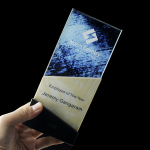 Trofeo <span class=keywords><strong>de</strong></span> mármol creativo 3D <span class=keywords><strong>de</strong></span> diseño <span class=keywords><strong>de</strong></span> lujo, premio <span class=keywords><strong>de</strong></span> cristal negro con mármol - Product Image 2