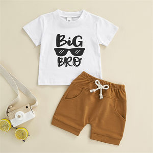 RTS одежда для маленьких мальчиков комплекты одежды с принтом в виде букв для новорожденных комплекты одежды для малышей от 0 до 3 месяцев, для мальчиков и девочек, готово к отправке - Product Image 4