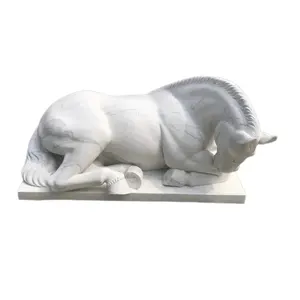 Shengye natürlicher weißer Marmor Pferde-Skulptur Outdoor-Dekoration handgeschnitzt individuelles Design hohe Qualität