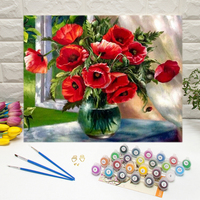 Haute qualité moderne fleur toile peinture à l'huile par numéro personnalisé coloré bricolage peinture avec cadre élégant