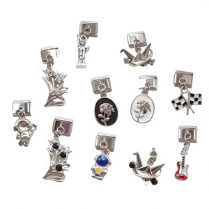 Nouveau Bracelet Tendance pour Femmes et Enfants avec Pendentifs et Breloques Géométriques, Fleur, Chat, Cœur, Dinosaure, en Acier Inoxydable de 9 mm – Idéal Cadeau - Product Image 4