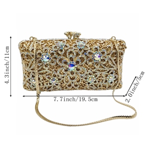 Women Floral Butterfly Crystal Evening Bag Chic Rhinestones <b>Clutch</b> Purse <b>Wedding</b> Guest Handbag with Removable Chain - Product Image 6