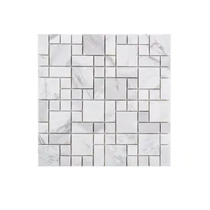 石材马赛克背景墙爵士白色天然大理石文化尺厨房浴室白色防滑砖