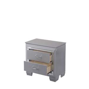 DB Lillian Modern Gray Solid Wood Nightstand Foldable <b>Bedside</b> <b>Cabinet</b> <b>Mirrored</b> Design for Apartment Indian Style Bedroom Furnitu - Product Image 3