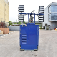 Tour d'éclairage mobile hybride de type cube à LED diesel 4x350W avec mât télescopique pour site minier