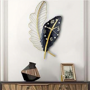 Modern Metal Leaf <b>Wall</b> <b>Clock</b> Abstract Geometric <b>Design</b> Silent Quartz Analog Hanging <b>Clock</b> for Living Room Decor - Product Image 1