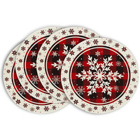Ensemble de tapis de table de Noël tissés Hsj, ronds, avec plusieurs motifs de Noël, tapis de table de fête lavables, antidérapants, décoration de fête à domicile