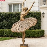 YOUFINE Fournisseur direct d'usine Sculpture de ballerine dorée en bronze Décoration de jardin extérieur Patio Danseuse élégante Art