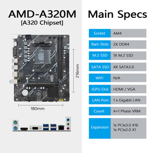 Placa Base PANDL MATX AM4 para PC de Escritorio, Nueva, para Juegos, con NVMe M.2, SATA3.0, DDR4 DIMM, Chipset A320M, 64 RAM - Product Image 5