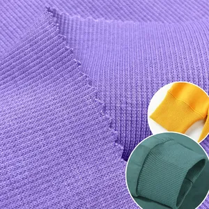 Schwerer gerippter 315GSM Stretch-Polyester-Baumwoll mischung gekämmter 2x2 Rippens trick für Pullover manschette