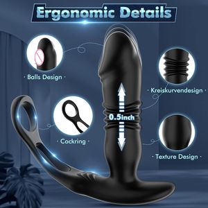 Alat Pijat Elektrik <span class=keywords><strong>Anal</strong></span> <span class=keywords><strong>Plug</strong></span> Teleskopik Cincin Ganda dengan Pengunci untuk Pria Wanita Mainan Seks Dewasa - Product Image 5