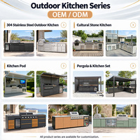 Station de cuisson extérieure antirouille en acier inoxydable 304, cuisine extérieure modulaire avec grill pour villa, jardin, barbecue