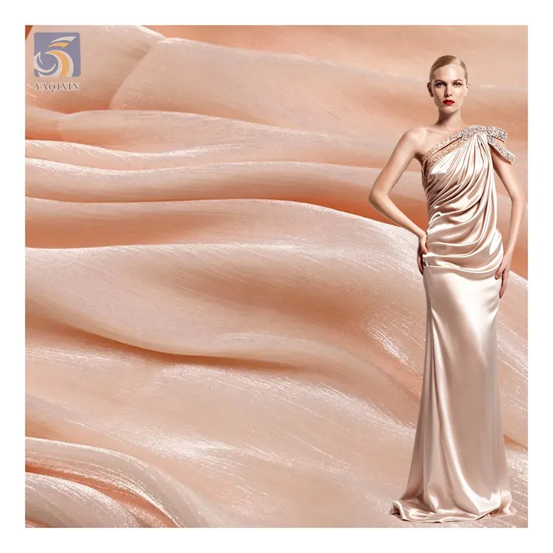 Beliebte 100% Polyester Liquid Organza Satin Stoff für Frau Shiny Party Kleid Rock Stoff Textil