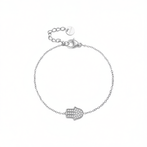 Amy Amy Fashion <b>Bracelet</b> Silver Plated Chain Hamsa Charm Women's Classic Style Gift Jewelry - Product Image 3