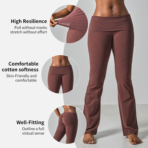 Pantalon évasé SK1262 pour femme, taille haute, en coton et élasthanne, respirant, séchage rapide, doux pour la peau, effet push-up, extensible, pour usage décontracté - Product Image 6