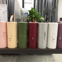 Porte-pinceaux de maquillage cylindrique anti-poussière portable en PU, seau de rangement pour pinceaux cosmétiques, organiseur d'outils de beauté de voyage