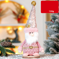Poupée en peluche de Noël rétractable rose, Père Noël, Bonhomme de neige, Renne, Ornement de table de Noël tricoté