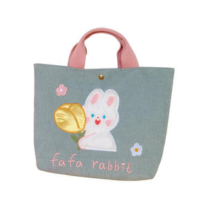 时尚动物印花Ins刺绣毛绒可爱风格帆布购物袋女包简约甜美预售 - Product Image 2