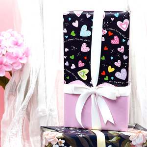 Nuevo rollo de papel de regalo impreso de doble cara de silicona recubierta desechable de San Valentín 43x300cm - Product Image 5