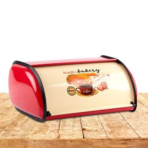 Countertop Drum Type <strong>Roll</strong> <strong>Top</strong> <strong>Bread</strong> <strong>Bin</strong> Black Food Storage Box Metal Iron Kitchen <strong>Bread</strong> Box - Product Image 4
