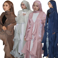 Robe longue élégante et scintillante en tissu coloré 2026, Abaya pour femme, robe midi avec double couche, style Abaya, vêtements féminins tendance