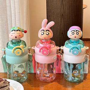 Botella de agua Tritan Zuo Mu Crayon Shin Chan de 500 ml, libre de BPA, con pajita para niños, para uso escolar. - Product Image 1